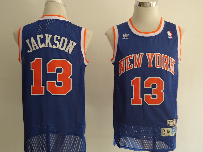  NBA Mitchell Ness New York Knicks 13 Mark Jackson Swingman Throwback Blue Jersey